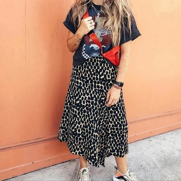 Who What Wear Animal Dot Print Asymmetrical Midi Skirt, Size 8 - Picture 2 of 15